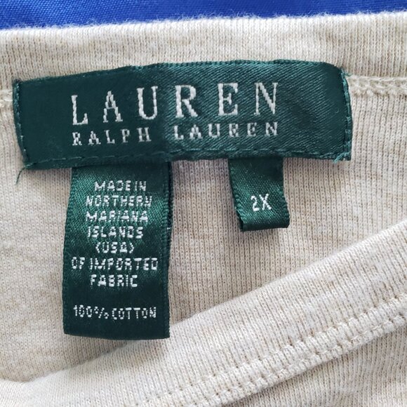 Vintage Lauren Ralph Lauren Crew Neck Pullover Sweater Womens 2X Tan Minimalist - Picture 3 of 8